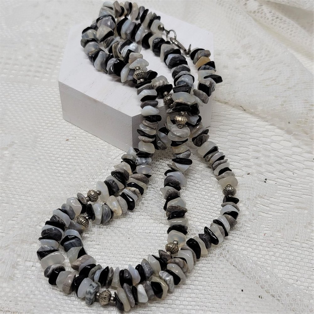 Genuine Stone Chip Necklace 36" long